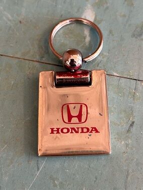 Vintage Honda keychain silver red